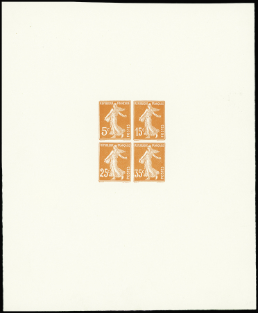 Essai du bloc PEXIP avec 4 Semeuse rouges à 5c, 15c,