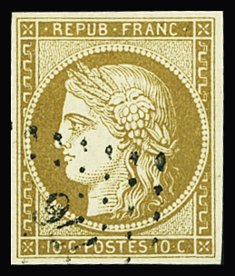 N°1a 10c bistre-brun obl. PC 776 de Chateau-Thierry,