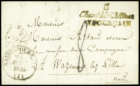 Cursive "3 Chatel-le-Château St Pourçain" + T13 "Saint Pourçain" (1835), ind 18. TB