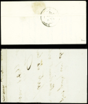 2 cursives : "3 Ebreuil" + T12 "Gannat (3)" (1842) et "3 Vichy" + T13 "0 Cusset 0 (3)" (1837), ind 13 et ind 9. TB