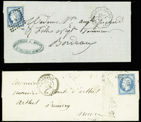 ALLIER 2 lettres : n°14 obl PC 354 + T22 "Bellenaves