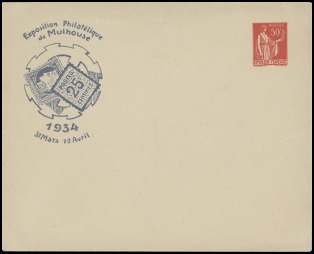 Env neuve 50c Paix TSC Exposition philatélique de Mulhouse (PAI B5b). TB