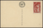 10 plis divers plupart 20e siècle dont n°90 obl CAD pointillé "Paris PL. de la Bourse" (1882 - De Beaufond n°672) et n°354 et 355, Samothrace, obl sur CP du Musée du Louvre. TB