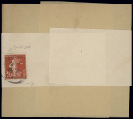 10 plis divers plupart 20e siècle dont n°90 obl CAD pointillé "Paris PL. de la Bourse" (1882 - De Beaufond n°672) et n°354 et 355, Samothrace, obl sur CP du Musée du Louvre. TB