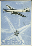 CO nouvel an Air France (trimoteur et boussole) avec au verso instructions en noir obl 13.12.37 (CAF Chili n°27A). Rare et TB