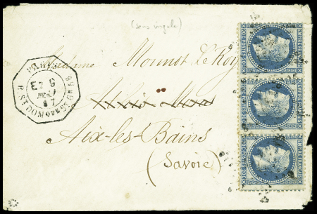 N°29B, bande de trois, obl. étoile avec càd octogonal