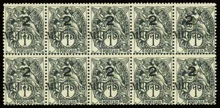 N°61A ERREUR chiffre 2 sur 1c gris-noir, en bloc de