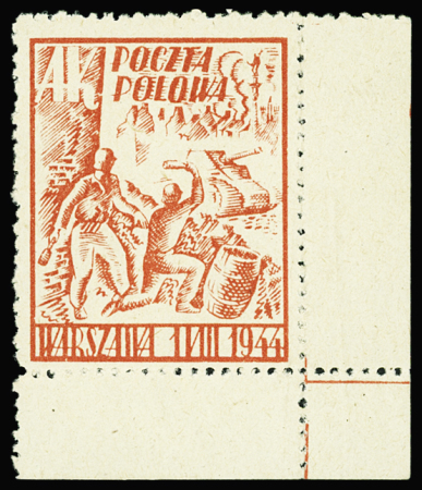 1944, Warschauer Aufstand, nicht verausgabte Novembermarke in rosa