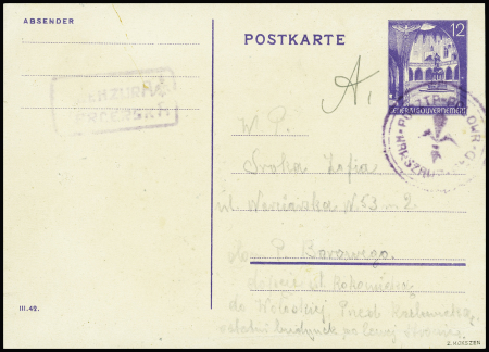 1944, Poland Polen, Warschauer Aufstand, Gen.-Gouv 12Pf Ganzsachenkarte mit Pfadfinderpost befördert