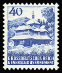 GENERALGOUVERNEMENT 1945 Nicht verausgabte Freimarken 6Gr, 24Gr und 40 Gr, postfr., 