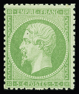 N°20 5c vert, neuf **, luxe (cote pour *)