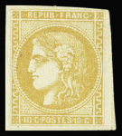 N°43A 10c bistre Report I,  neuf*, léger défaut dans