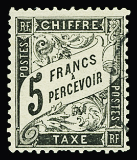 N°24 5f noir, obl., quelques dents courtes. Signé A.Brun