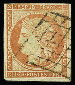 N°7 1f vermillon orangé, nuance exceptionnelle, obl.