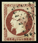 N°18 1f carmin, obl. losange "DS 2", petite marge en