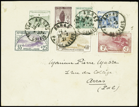 N°148/154 série Orphelins sur enveloppe pour Arras,