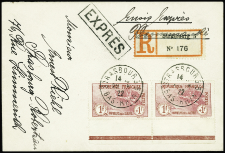 N°154 1f + 1f carmin Orphelins, en paire BdF, obl.