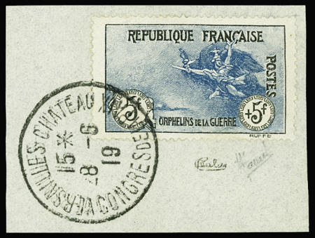 N°155 5f +5f Orphelins de guerre, bon centrage, obl.