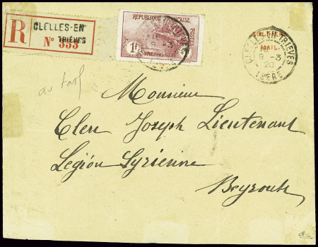 N°154 1f + 1f carmin Orphelins, obl. CaD CLELLES-EN-TRIEVES