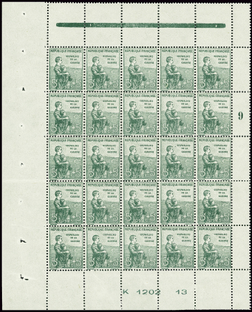 N°149 5c + 5c vert, en feuille de 25 exemplaires avec