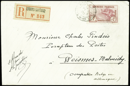 N°154 1f + 1f Orphelins + 4 timbres n°107 au verso,