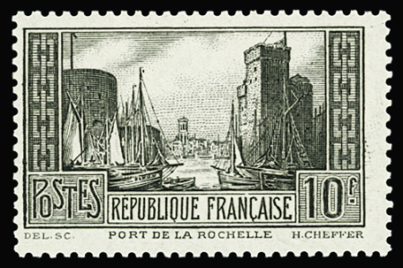 N°261B La Rochelle 10f brun-noir, neuf **, TTB, RR