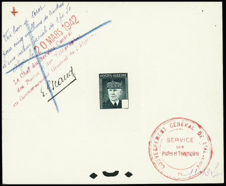 EPREUVE N°196, non émis Pétain, vert noir, petit format,