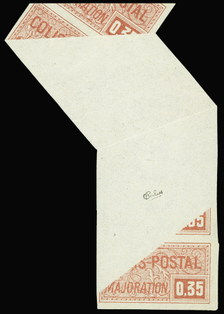 N°25 en bande de 3 plié en 3 avec recto verso, pièce