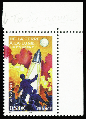 N°3790 Jules Verne, variété grosse tache rouge, TTB.