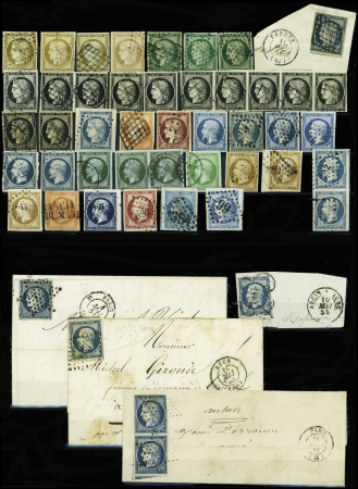 1849-1870, Lot de classiques : 43 ex. du N°1 au 46,