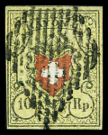 1850-52 Partie 18 gebrauchte Rayonmarken, dabei vier