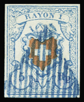 1850-52 Partie 18 gebrauchte Rayonmarken, dabei vier