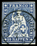 1854-62 kl. Partie sehr gut gerandete Strubelmarken,