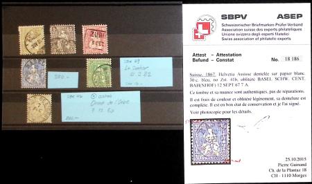 1862-82 Kl. Partie Sitzende Helvetia gezähnt, sechs