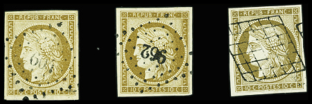 N°1 obl. PC + n°1a bistre-brun obl. PC 962 de Cornus