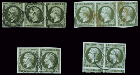 Lot de plusieurs n°11 1c olive en bande de deux ou