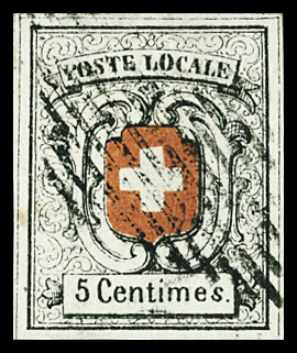 Neuenburg 5C, farbfrisch und sehr gut gerandete Marke