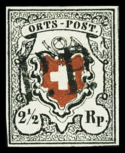 Orts-Post ohne Kreuzeinfassung, Type 11, farbfrisch,