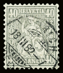 40C grau, FASERPAPIER, zentrisch gestempelt ZÜRICH