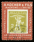 1909 Zwei gebr. Kochermarken: 2C mit Einrahmung rot