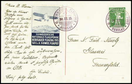 1913 (30. März) Flugtag Herisau, Flugspendemarke 50