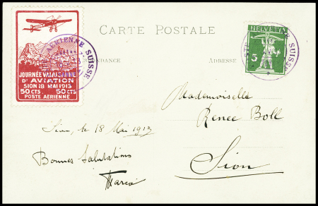 1913 (18. Mai) Flugtag Sitten, Flugspendemarke 50 Cts