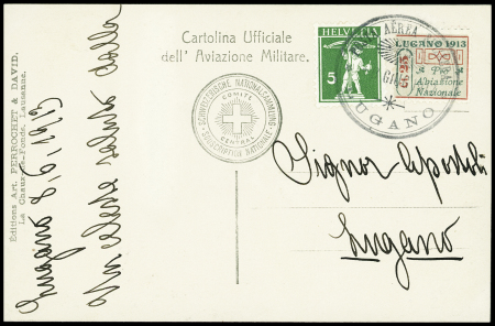 1913 (8. Juni) Flugtag Lugano, Flugpostmarke 25Cts