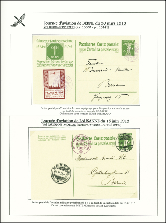 Zwei Vorläufer Belege auf Ausstellungsblatt montiert: