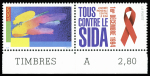 N°2916a 2f80 lutte contre le SIDA, rarissime variété