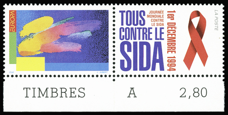 N°2916a 2f80 lutte contre le SIDA, rarissime variété