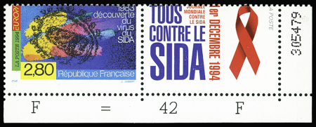 N°2916 2f80 lutte contre le SIDA, variété piquage à