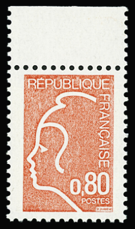 N°1862A 80c rouge Marianne de Durrens, non émis, BdF,