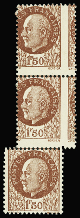N°517 Pétain, variété exceptionnelle de piquage sur