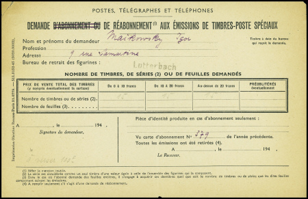 2 documents PTT : demande de réabonnement aux émis